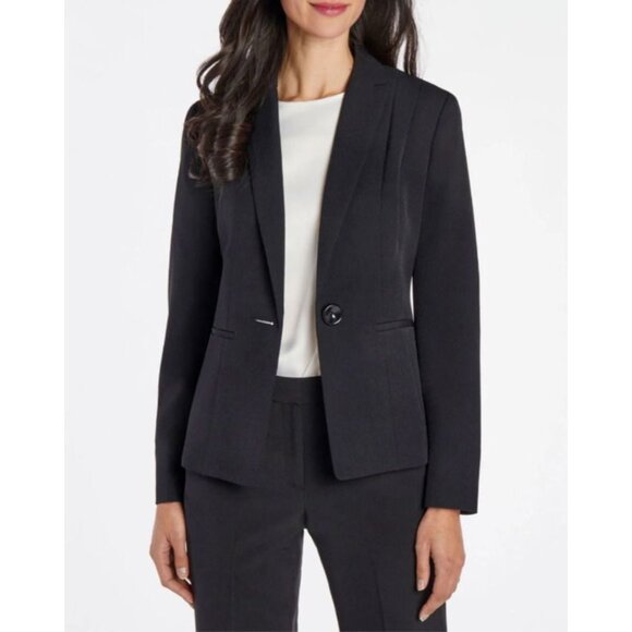 Kasper Separates Suit Holly Jacket Blazer 14 Black Classic 1 Button Poly NEW $99 - Picture 1 of 14